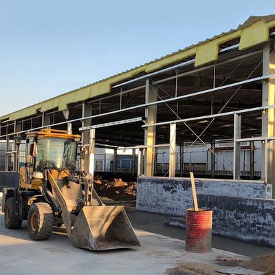 Almacén de estructura de acero personalizado con ventanas de aleación de aluminio y panel de sándwich