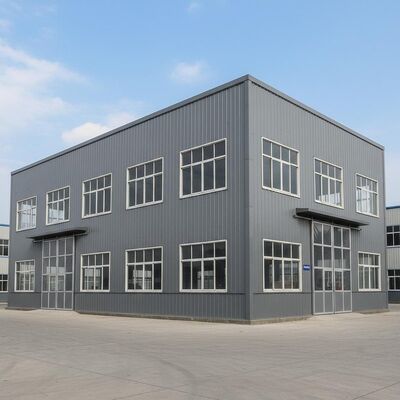 Almacén de estructura metálica para talleres construido con ventanas de aluminio y PVC que proporcionan un espacio de almacenamiento industrial duradero y versátil