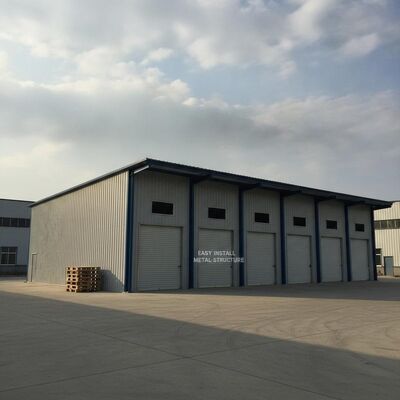 Edificio de almacenamiento de acero con techo plano Es fácil instalar estructura metálica ideal para almacenamiento comercial y protección de mercancías a granel