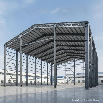 Cuadro de cañón estructura de acero de hoja doble almacén con superficie de pintura galvanizada o anticorrosión para una larga duración