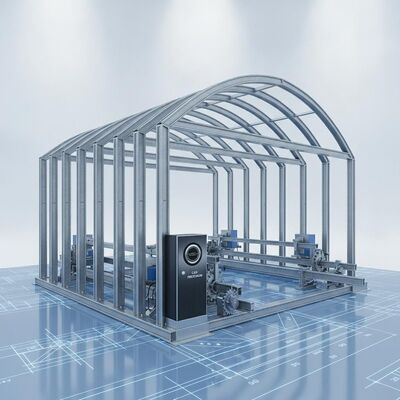 Estructura de acero prefabricada retráctil manual o eléctricamente, diseñada con dibujo CAD, asegurando precisión y montaje
