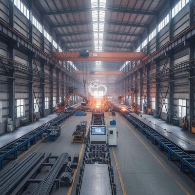 Taller de producción de acero personalizado que abarca más de 5000 metros cuadrados optimizado para el flujo de trabajo de fabricación y producción de acero