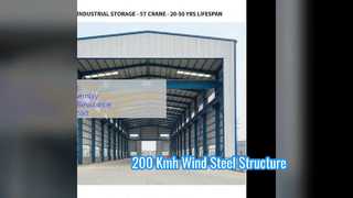 Estructura de acero Taller de Warehouse de carga de viento de 200 kmh
